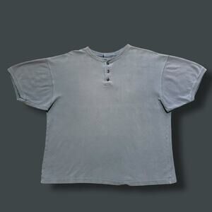 Vintage Sun Faded Henley Shirt Thrashed 80s 90s Blue Distressed Grunge Aesthetic